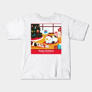 Cat Sushi Christmas design Kids T-Shirt